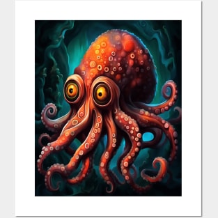 Fun Ocean Dwelling Octopus Cartoon Creature Posters and Art